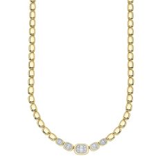 Shy Creation 1 1/8ctw Baguette Diamond 14k Yellow Gold Necklace 1
