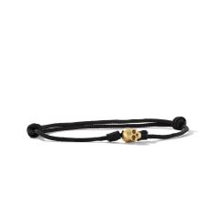 Men's David Yurman Skull Black Cord Bracelet with 18K Yellow Gold 1