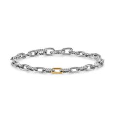 Men's David Yurman DY Madison Chain Bracelet in Sterling Silver with 18K Yellow Gold, 6mm