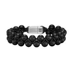 Men's David Yurman Spiritual Beads Two Row Woven Bracelet in Black Onyx, Black Nylon and Sterling Silver, 8mm 1