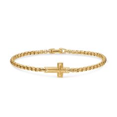 Men's David Yurman Cross Station Bracelet in 18K Yellow Gold, 3.4mm 1