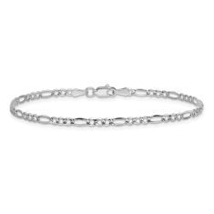 14k White Gold 2.5mm Figaro Chain Anklet