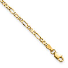 14k Yellow Gold 2.5mm Figaro Chain Anklet