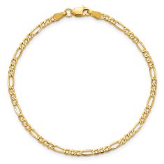 14k Yellow Gold 2.5mm Figaro Chain Bracelet