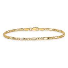 14k Yellow Gold 2.5mm Figaro Chain Bracelet