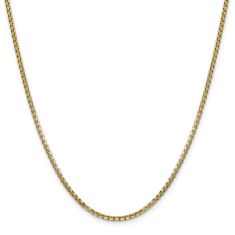 14k Yellow Gold 2.45mm Round Box Chain Necklace