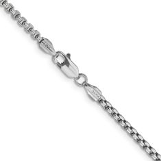 14k White Gold 2.45mm Round Box Chain Necklace