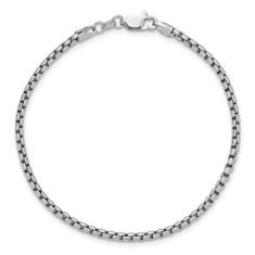 14k White Gold 2.45mm Round Box Chain Bracelet