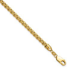 14k Yellow Gold 3.6mm Round Box Chain Bracelet