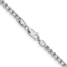 14k White Gold 3.6mm Round Box Chain Necklace