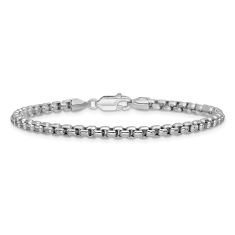 image of 14k White Gold 3.6mm Round Box Chain Bracelet with sku:BC191B