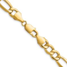 14k Yellow Gold 9.4mm Figaro Chain Necklace