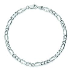 14k White Gold 4.4mm Figaro Chain Bracelet
