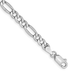 14k White Gold 4.4mm Figaro Chain Bracelet
