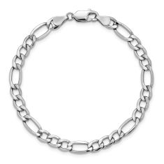 14k White Gold 5.75mm Figaro Chain Bracelet