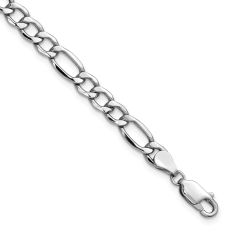 14k White Gold 5.75mm Figaro Chain Bracelet