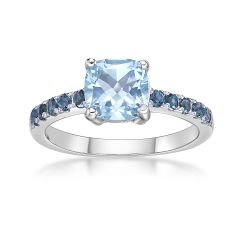 Genuine Blue Topaz and London Blue Topaz Sterling Silver Ring 1