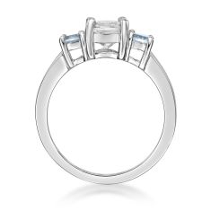 Three-Stone Genuine White and Blue Topaz Sterling Silver Ring