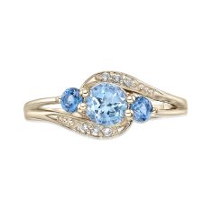 Three-Stone Blue Topaz and London Blue Topaz Gold-Plated Ring