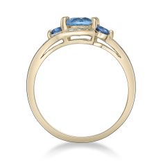 Three-Stone Blue Topaz and London Blue Topaz Gold-Plated Ring
