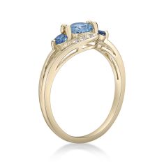 Three-Stone Blue Topaz and London Blue Topaz Gold-Plated Ring