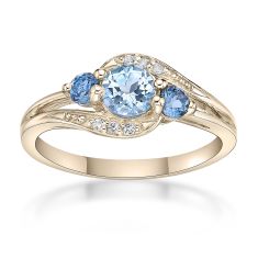 Three-Stone Blue Topaz and London Blue Topaz Gold-Plated Ring 1