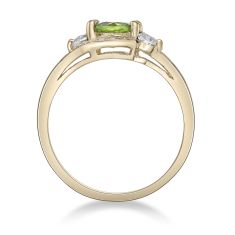 Three-Stone Peridot and White Topaz Gold-Plated Ring