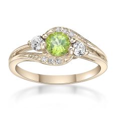 Three-Stone Peridot and White Topaz Gold-Plated Ring