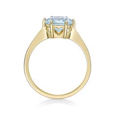 Hexagon Sky Blue Topaz Solitaire Gold-Plated Ring