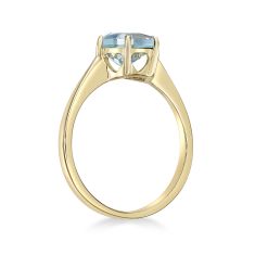 Hexagon Sky Blue Topaz Solitaire Gold-Plated Ring