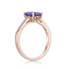 Baguette Amethyst and White Topaz Rose Gold-Plated Ring
