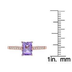 Baguette Amethyst and White Topaz Rose Gold-Plated Ring