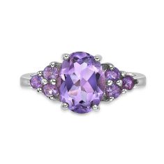 Oval Amethyst Sterling Silver Ring
