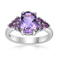 Oval Amethyst Sterling Silver Ring  1