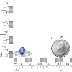 Oval Created Sapphire and Diamond Accent Sterling Silver Ring