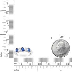 Created Blue and White Sapphire Sterling Silver Band Ring