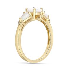 Created Opal Three-Stone Gold-Plated Ring