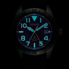 Citizen Eco-Drive Promaster Land GMT Blue Dial Grey Nylon Watch 39.5mm - BJ7150-09L