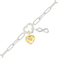 1/8ctw Diamond Two-Tone Heart and Infinity Charm Bracelet