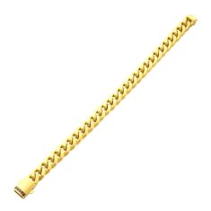 INOX Black Sapphire Gold Ion-Plated Stainless Steel 10mm Miami Cuban Chain Bracelet