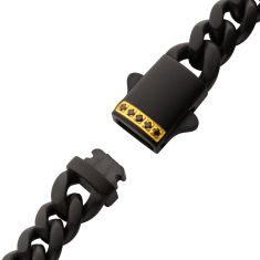 INOX Black Sapphire Black Ion-Plated Stainless Steel 6mm Miami Cuban Chain Bracelet