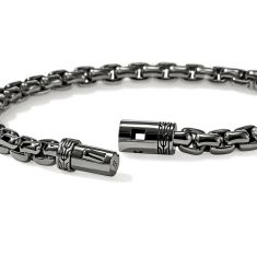 John Hardy 6mm Dark Sterling Silver Box Chain Bracelet