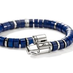 John Hardy Heishi Beaded Lapis Lazuli 8mm Sterling Silver Bracelet
