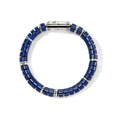 John Hardy Heishi Beaded Lapis Lazuli 8mm Sterling Silver Bracelet