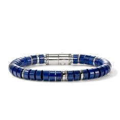 John Hardy Heishi Beaded Lapis Lazuli 8mm Sterling Silver Bracelet