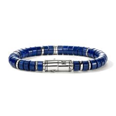 John Hardy Heishi Beaded Lapis Lazuli 8mm Sterling Silver Bracelet