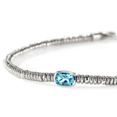 John Hardy Heishi Gem Swiss Blue Topaz 2.5mm Sterling Silver Bracelet