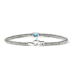 John Hardy Heishi Gem Swiss Blue Topaz 2.5mm Sterling Silver Bracelet