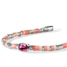 John Hardy Heishi Gem Rhodolite 4mm Sterling Silver Bracelet