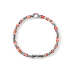 John Hardy Heishi Gem Rhodolite 4mm Sterling Silver Bracelet